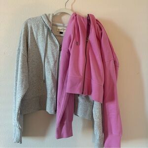 Gray and Pink Universal Threads Zip-Up Hoodies (size L)